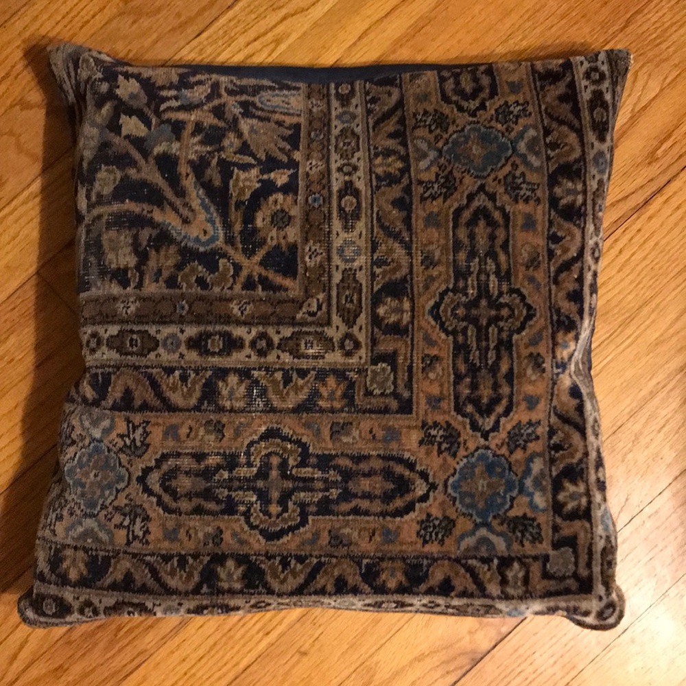 Turkish pillow - beautiful navy and tan/brown